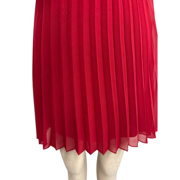 Speechless Red Lace and Pleated Skirt Midi Dress Size M Sleeveless Sequin - Picture 3 of 11